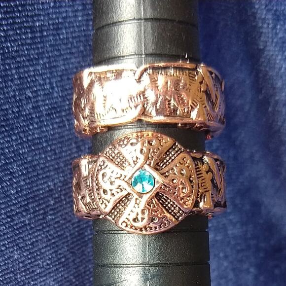 Copper Celtic Blue Gem Unisex Ring size 10 new old stock fashion jewelry - Picture 11 of 16